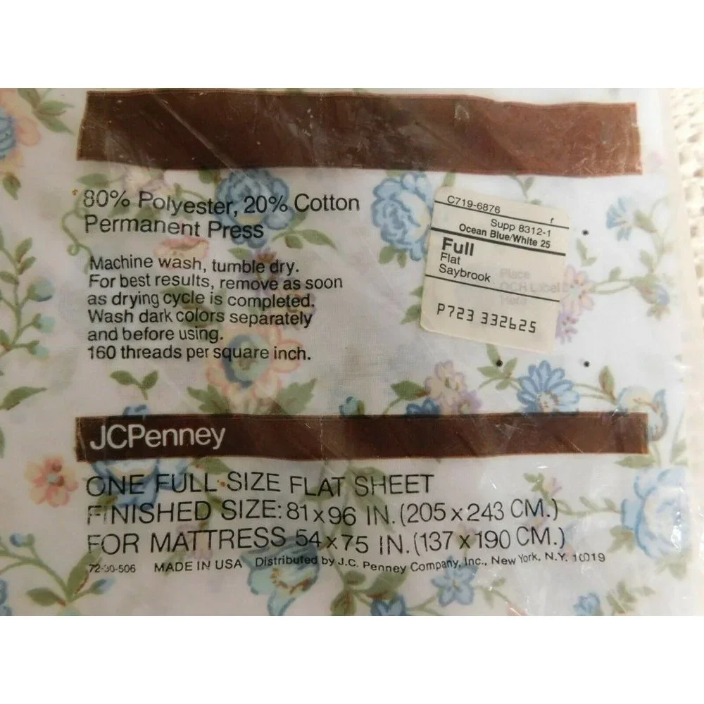 Vintage‎ JCPenney Saybrook Flat Sheet Full Size